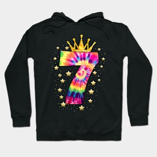 Colorful Tie Dye Number Year Old Girls 7th Birthday Hoodie